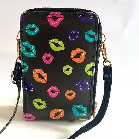 BETTY BOOP Kiss Lips Faux Leather Clutch Crossbody Bag | Colorful - Picture 3 of 9
